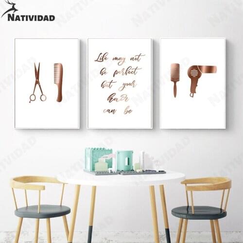 Hair Salon Decoration Tools Posters and Prints Hair Stylist Hairdresser Wall Art Canvas Painting Picture Decoration Wall Sticker