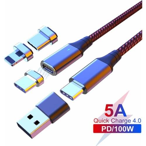 USB C to USB Type C Cable for Xiaomi Redmi Note 8 Pro Quick Charge 4.0 100W Magnetic Cable Fast Charging for MacBook Pro Cable