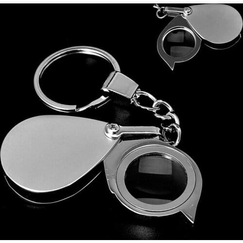 Pocket Folding 8X Magnifier Loupe Magnifying Glass Lens With Keychain Portable
