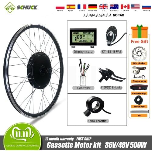 Electric Bike Rear Cassette Hub Motor Wheel 36V48V 500W Ebike Conversion Kit Bicycle 20-29inch700C For EBike Conversion Kit
