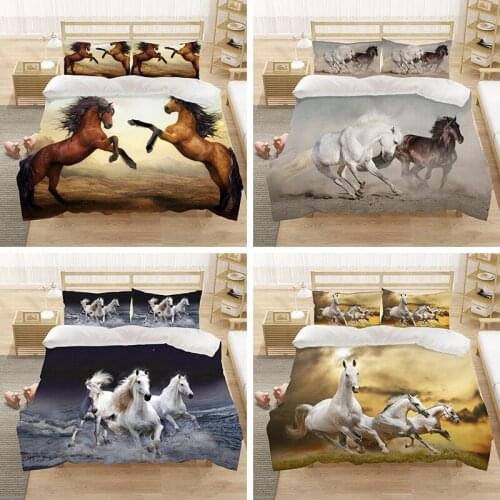 Animal Horse Series Digital Printing 2/3pcs Bedding Set Autumn And Winter Duvet Cover Single Double Bed Set Decor Home Bedclothe