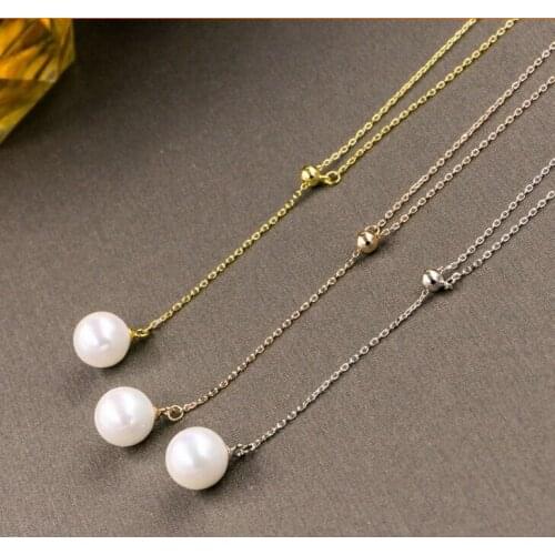 Hot Sale Wholesale Fashion 316L Stainless Steel Womens Jewelry Three color Plated Chains Pearl Charm Pendant Necklace