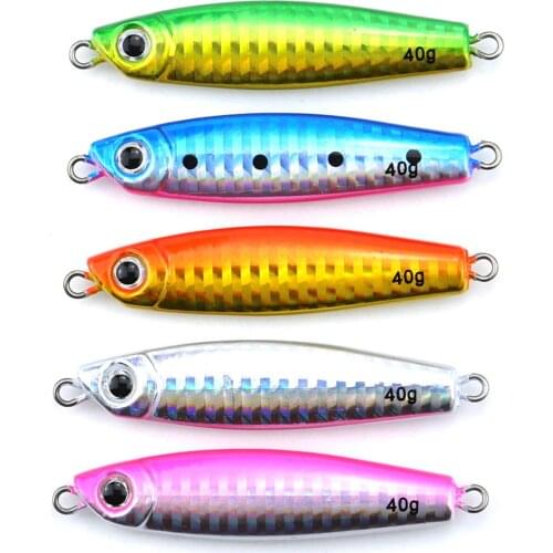 5PCS Metal Jig Fishing Lure Trolling Hard Bait Bass Fishing Tackle Trout fast Jigging Lures Jigs Long jig 7/14/28/40/60g