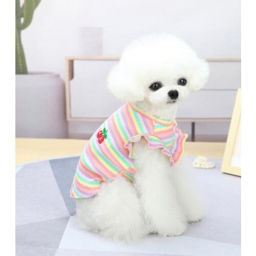 Lovely Dog Clothes Small striped Puppy Dog Accessory Cat T-shirt Pet Vest Sleeveless Solid Summer Clothes Dog colorful Shirt