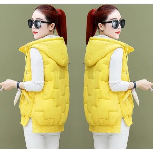 2021 New Autumn Winter Women Vest Fashion Female Cotton Sleeveless Vest Jacket Warm Short Women Hooded Winter Vest Waistcoat