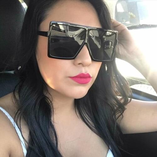2021 New Fashion Oversized Square Black Sunglasses Women Men Big One Piece Color Sun Glasses Men Mirror Shades Oculos Feminino