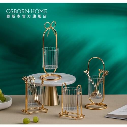OSBORN Light Luxury Simplicity Glass Cutlery Utensil Holder Fruit Fork Spoon Storage