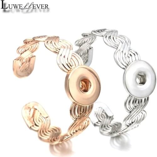 Hollow Interchangeable 152 Fashion Metal Bracelet Ginger 18mm Snap Button Charms Bracelet&Bangles For Women Jewelry Gift