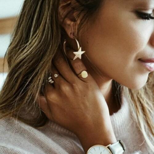 Simple Trendy Gold Color Geometric star Earrings Lady Fashion Large Hollow drop Earrings set Jewelry Boucle D'oreille Femme 2021