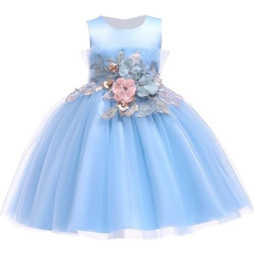 Christmas Flower Girl Clothing Birthday Party Princess Dress for Girls Clothing Childrens Clothes Solid Color Elegant Dresses