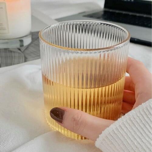Glass Vertical Stripe Heat-resistant Water Cup High-value Coffee Milk Cup Juice Cup Breakfast Juice Cup