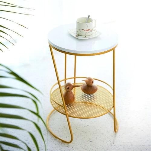 Marble top sofa side table corner table end table round small coffee table golden black legs frame