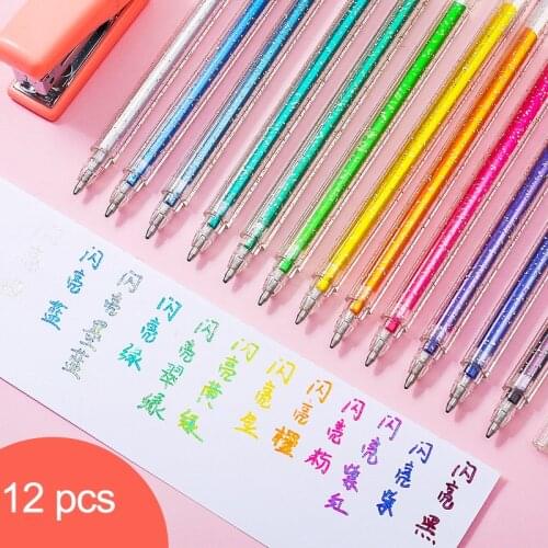 Creative Glitter Pens Colored Gel Pen Set metallic Student Hight Light Marker Colour Change & Flash planner Pen School Supplies