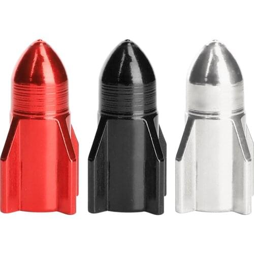 2pcs Cycling Valve Dust Cover Aluminium Alloy Rocket Shape Road Bicycle Tube Tyre Wheel Rims Stem Dust Cover Cycling Parts