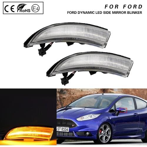 2X Clear lens Dynamic LED Side Mirror Blinker Turn Signal Light For Ford Fiesta 2011-2018