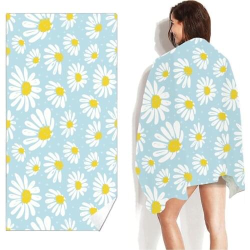 2020 New Style Elegant Daisy Beach Towel Quick Dry Absorbent Portable Travel Vacation Beach Bath Towel