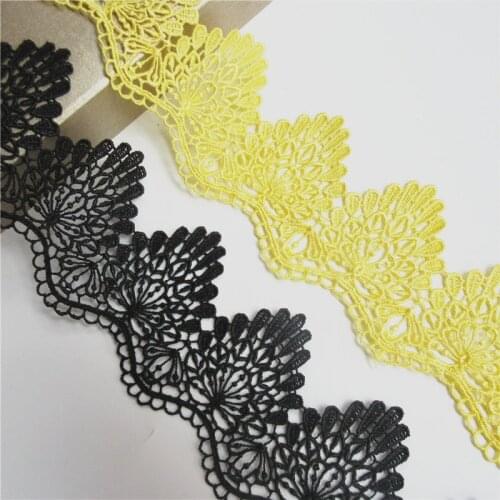 3 yard Polyester Flower Handmade Embroidered Fabric Lace Edge Trim Applique Lace Ribbon DIY Sewing Craft Decoration