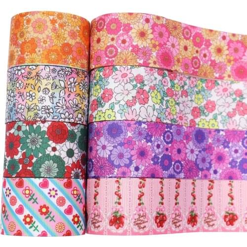 5 yards 1-1/2inche flower handmade DIY heat transfer ribbon webbing threaded belt ribbed ribbon satin ribbon mobile phone strap