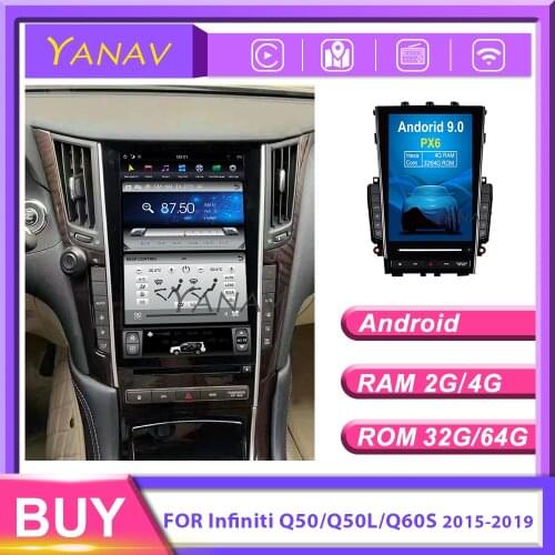 12.1 inch Android Car Radio For Infiniti Q50/Q50L/Q60S 2015-2019 Car stereo DVD multimedia player Tesla Vertical Touch Screen