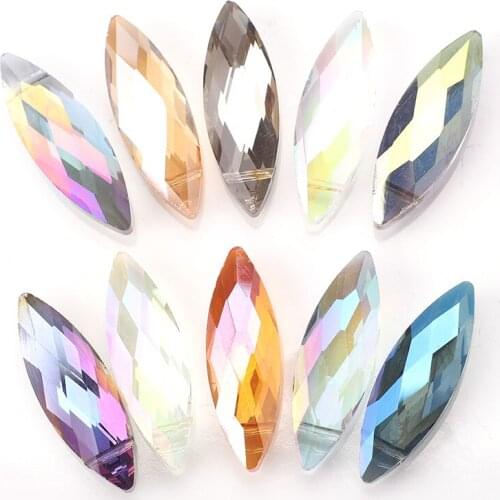 10pcs Natural Stone Beaded 10x30mm Bicone Glass Oval Bead For DIY Making Crafts Jewelry Accessories Needlework Wholesale In Bulk