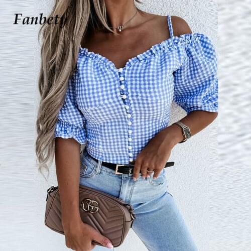 Блузки в клетку Fanbety China At AliExpress