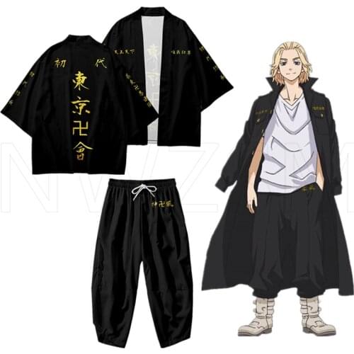 New Tokyo Revengers Cosplay T-shirt Sano Manjirou Ken Ryuguji Haori Anime t shirt Polyester Summer Short-sleeve kidsTees tops