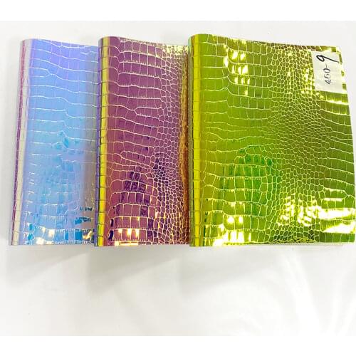 Crocodile Embossed Holographic Mirror TPU Surface Synthetic Leather Fabric Sheet for Making Shoe Upper/Bag/Handbag/Decorative