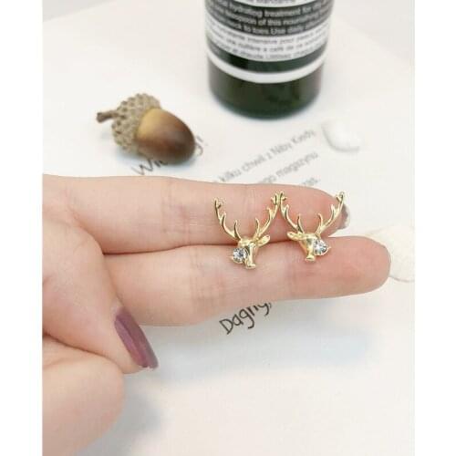 Hot S925 Silver Needle Wild Cute Elk Earrings Korea New Fashion Creative Christmas Antlers Women Earrings Jewelry Gift