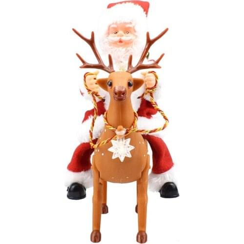 Creative Christmas Gift Riding Deer With Music Santa Plush Electric Toy Christmas Decoration Holiday Kids Gift