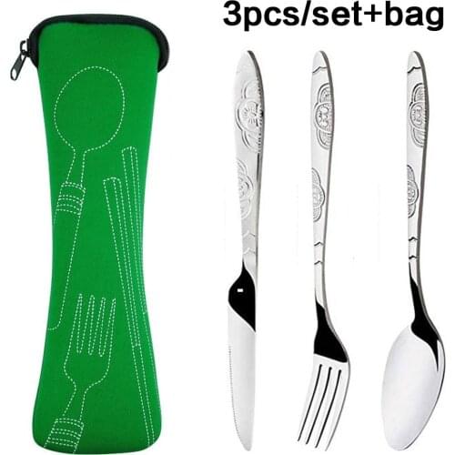 Reusable Flatware Sets,3Pcs Stainless Steel Knife/Fork/Spoon Utensils Portable Outdoor Camping Office Travel Cutlery Dinnerware