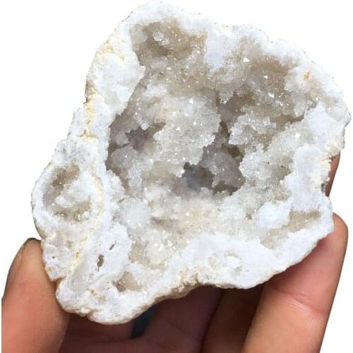 Natural White agate geode crystal cluster Cornucopia feng shui Decorative stone gemstones