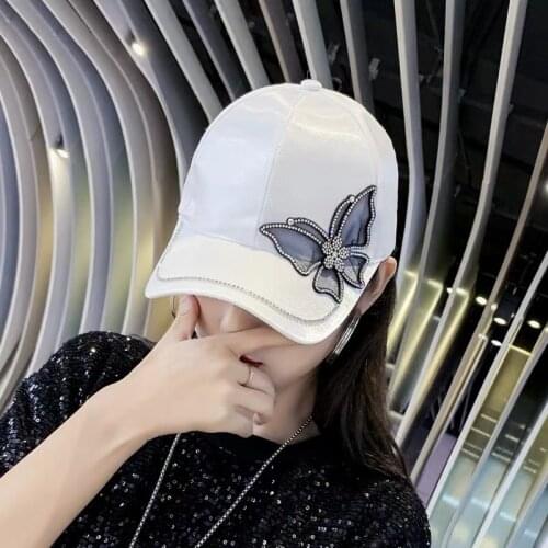 New style Chinese style mercerized fashion western style butterfly baseball cap elegant woman outdoor sun hat cap