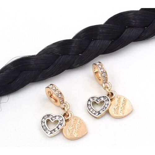 New 5Pcs 10mm pendant rhinestone heart hair braid dread dreadlock beads 5mm hole clip africa hair accessories Jamaica beads