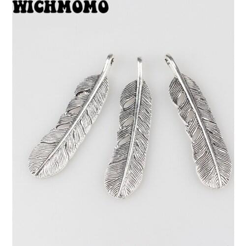 New 5pieces 65*15MM Big Retro Zinc Alloy Feather Charms Pendant for DIY Jewelry Accessories Gifts Free Shipping
