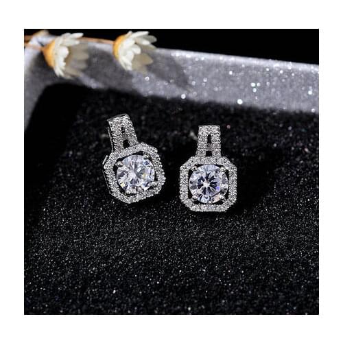 New Arrivals Korean Style Square Crystal Zircon Earrings For Women Lady Bridal Earrings Girls Gifts Pendientes Brincos 2021