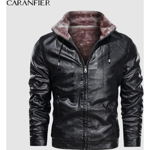CARANFIER New Mens Leather Jackets Winter Casual Motorcycle PU Jacket Biker Leather Coats Brand Clothing EU Size