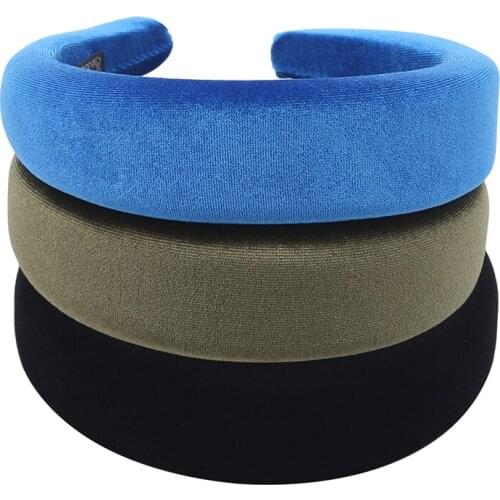 New Fashion Western Style Solid Colors Thicken Padded Headband Bezel Turban Women Hairbands Girls Accessories Headwear