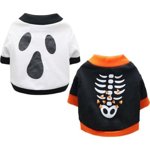 Pet Dog Clothes Cartoon Skeleton Vest Clothes Halloween Costume For Dogs Cat Shirt Puppy Dogs Clothing Shirt Vest