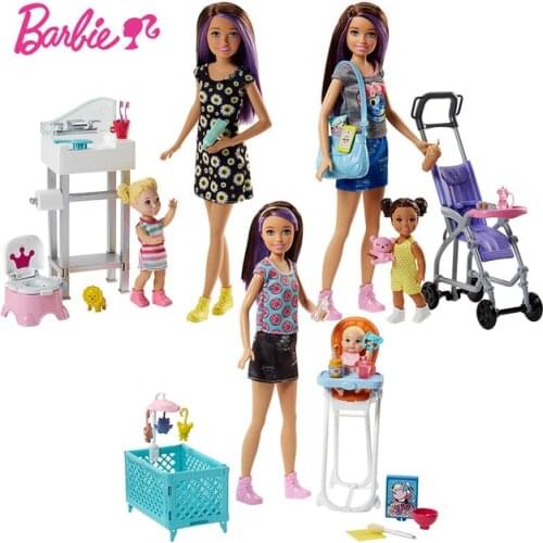 Original Barbie18 Inch Doll Baby Nursery-Gift Set Take Care of the Baby Girls PlayToys for children Birthday Gift bonecas
