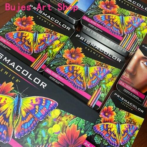 Nowy oryginalny 12 24 48 72 132 150 prizmacolor Premier Oil Color ołówek sanford hand rysunek Pencil art School Supply Tin Box