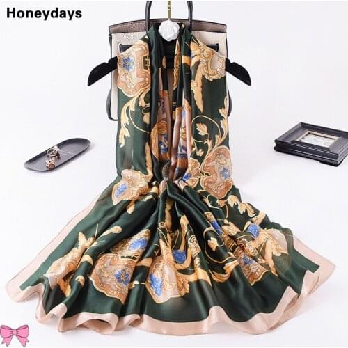 Simple Silk Floral Print Scarf for Lady Decorative Shawl Winter Travel Warm Long Scarves Muslim Hijab Holiday Gift Cotton Scarfs