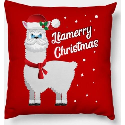 Merry Christmas Llama Alpaca Santa Printed Christmas Pillowcase 2020 Decor for Home Merry Christmas Ornament Navidad Xmas Gifts