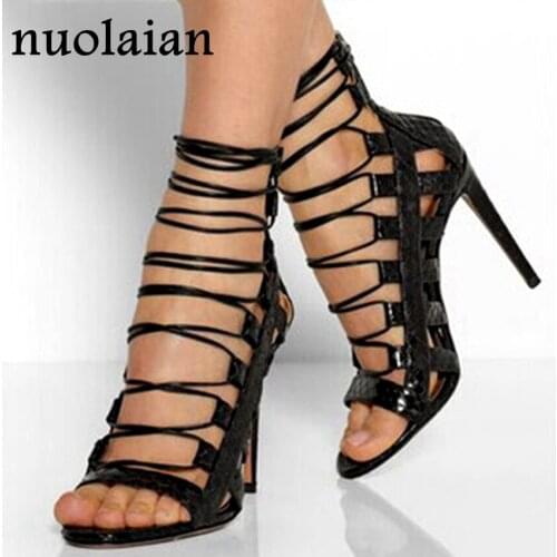 11CM Women Black Patent Leather Sandal Shoes Summer High Heels Sandals Woman Wedding High Heel Shoes Pump Shoe Chaussure Pumps