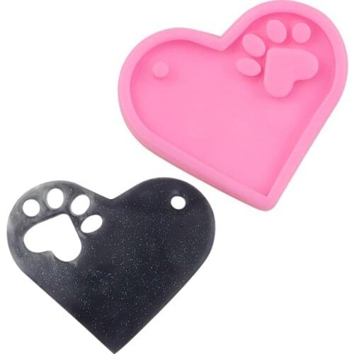 Silicone Mold Heart Shaped Dog Paw Fondant Chocolate Mold for DIY Pendants Holiday Gift Cake Decoration Tool