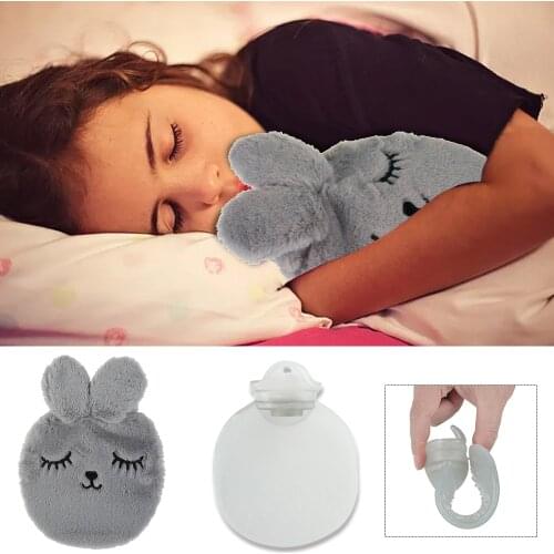 Hot Water Bag Soft Plush Hot Water Bottle 2020 New Portable Cartoon Cute for Back, Neck, Waist,Hand, Bed Warm Soft Cover PVC