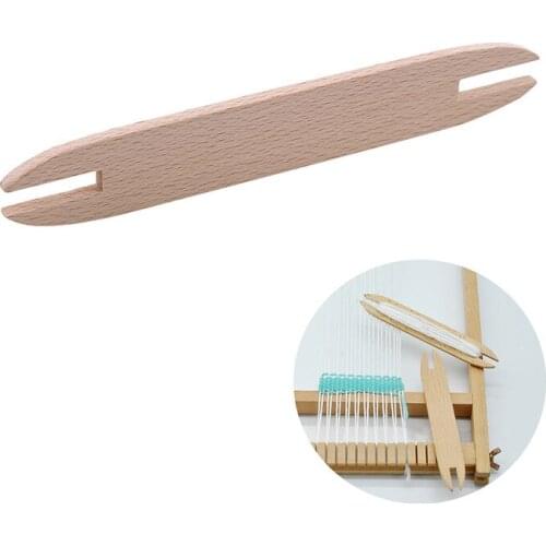 Beech Wood Weaving Shuttle Loom Knitting Tool Sweater Scarf Tapestry Coil Stick Single Head Solid Crochet Hook DIY Loom Tools