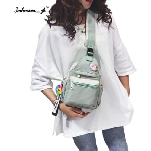Women Backpack 2021 Fashion Small Fresh Student Nylon Cloth Chest Bag INS Versatile Single-Shoulder Cross-Body Back Pack