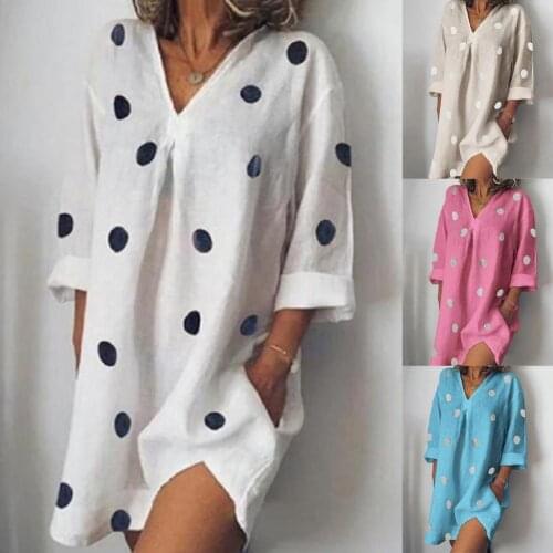 Women Dress One-piece Plus Size Casual Summer Slit Design Nine Split Sleeves Beach Dress Mini Dress Female Vestidos Plus Size
