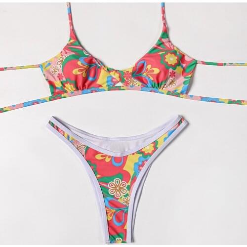 ZTVitality Swimwear Women 2022 New Arrival Print Sexy Bikini Padded Bra High Leg Swimsuit Bandage Bathing Suit Brazilian Biquini