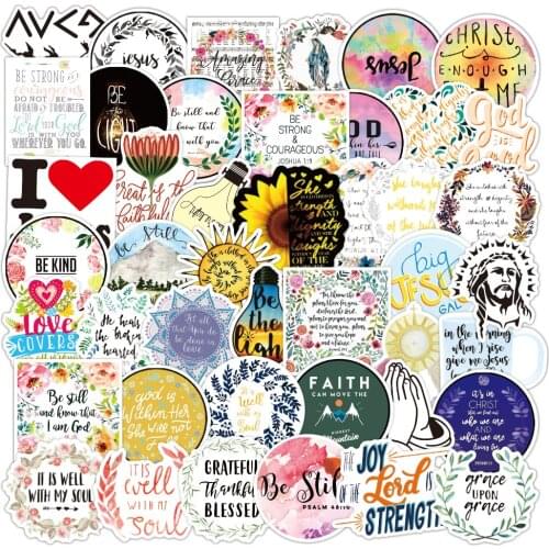 10/30/50PCS Classic Jesus Phrases Stickers PVC Bike Travel Luggage Guitar Laptop Waterproof Graffiti Sticker Cool Decals for Kid